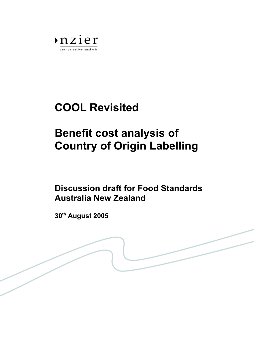 Benefit Cost Analysis of Country of Origin Labelling