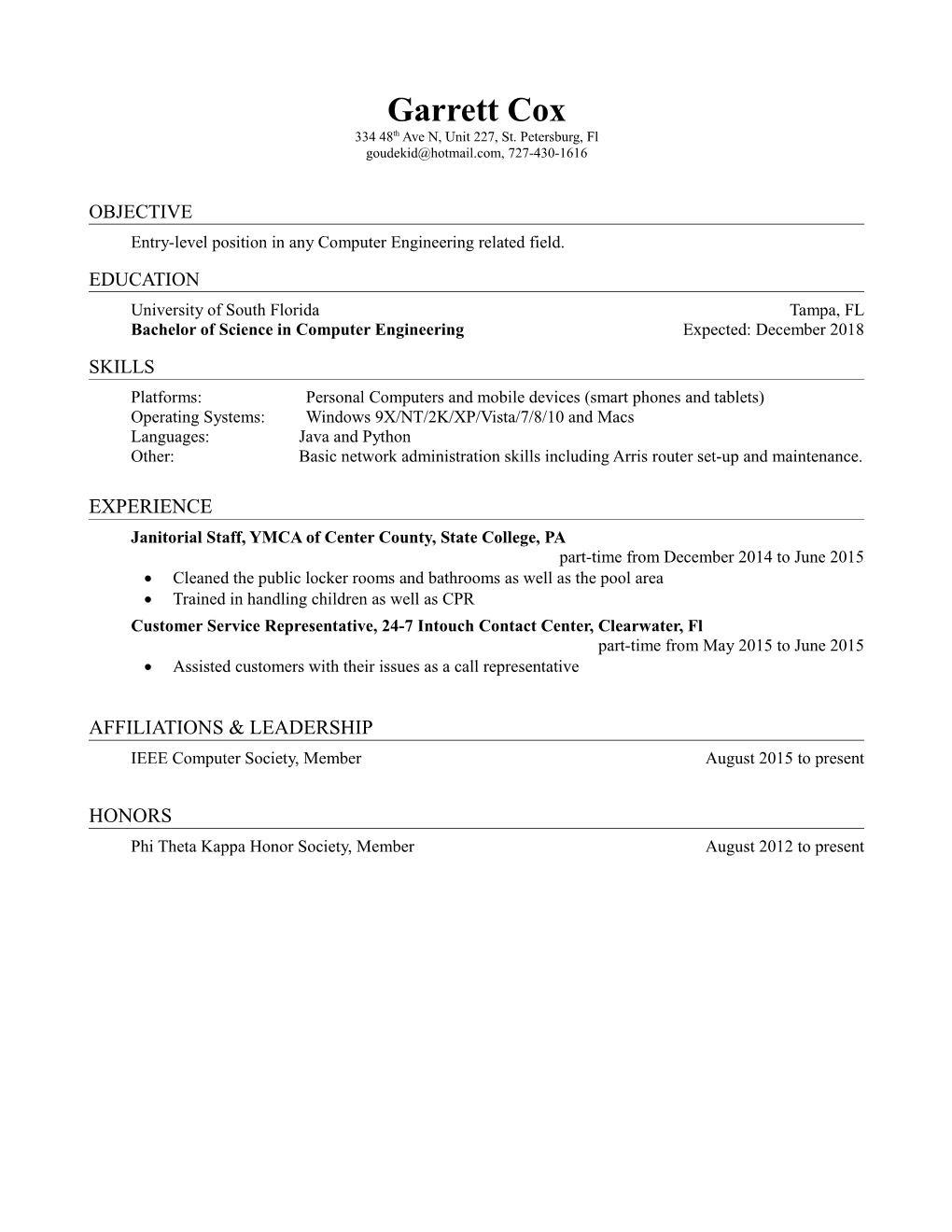 Entry-Level Position in Any Computer Engineering Related Field