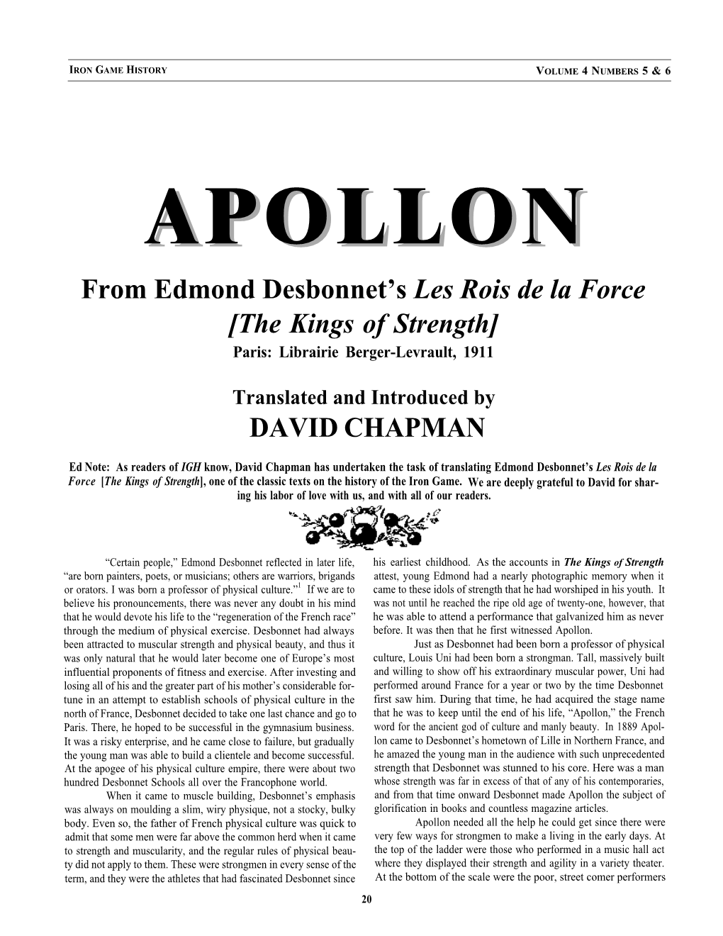 Apollon from Edmond Desbonnets Les Rois De La Force (The Kings Of