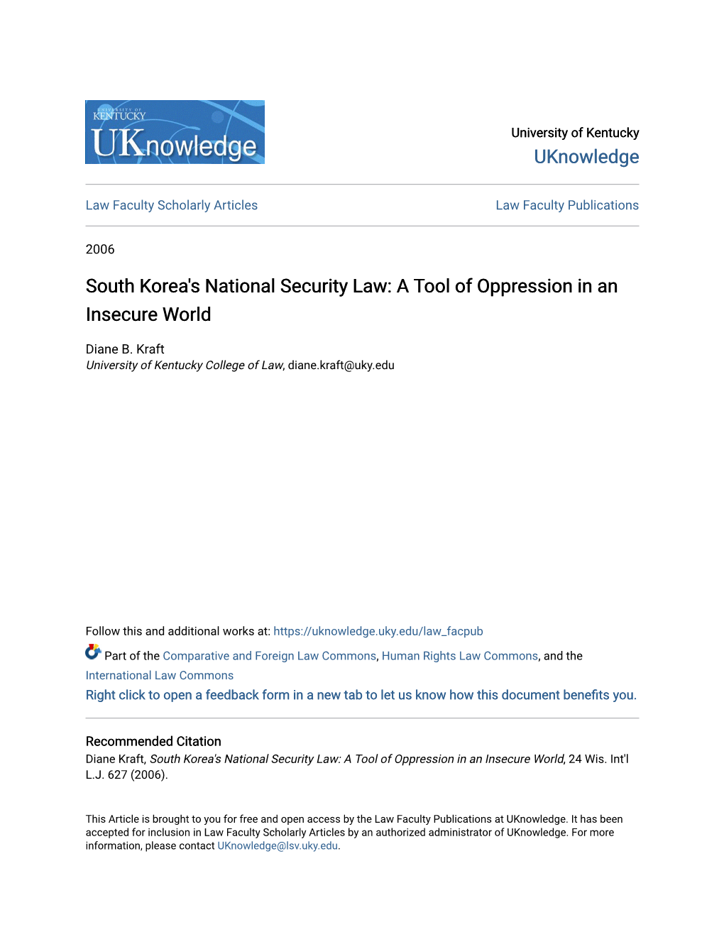 South Korea's National Security Law: a Tool of Oppression in an Insecure World