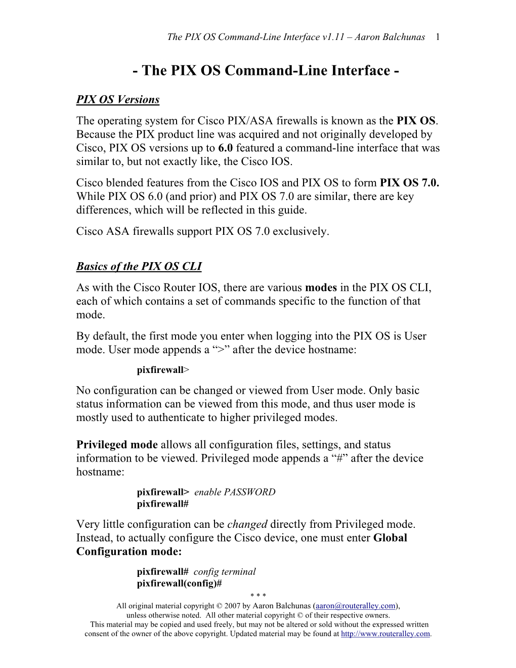 The PIX OS Command-Line Interface V1.11 – Aaron Balchunas 1