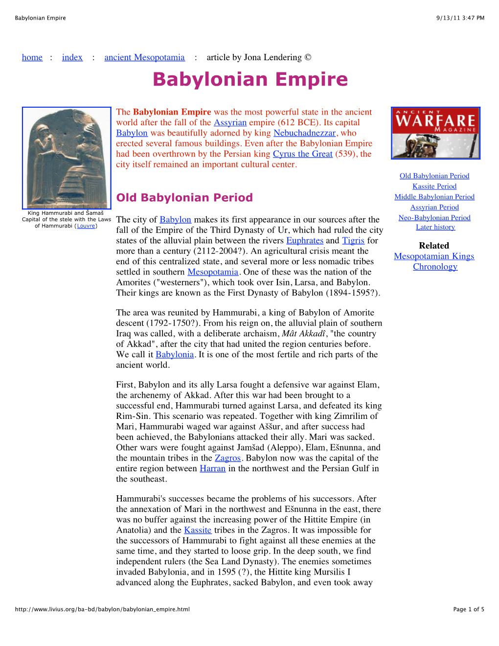 Babylonian Empire 9/13/11 3:47 PM