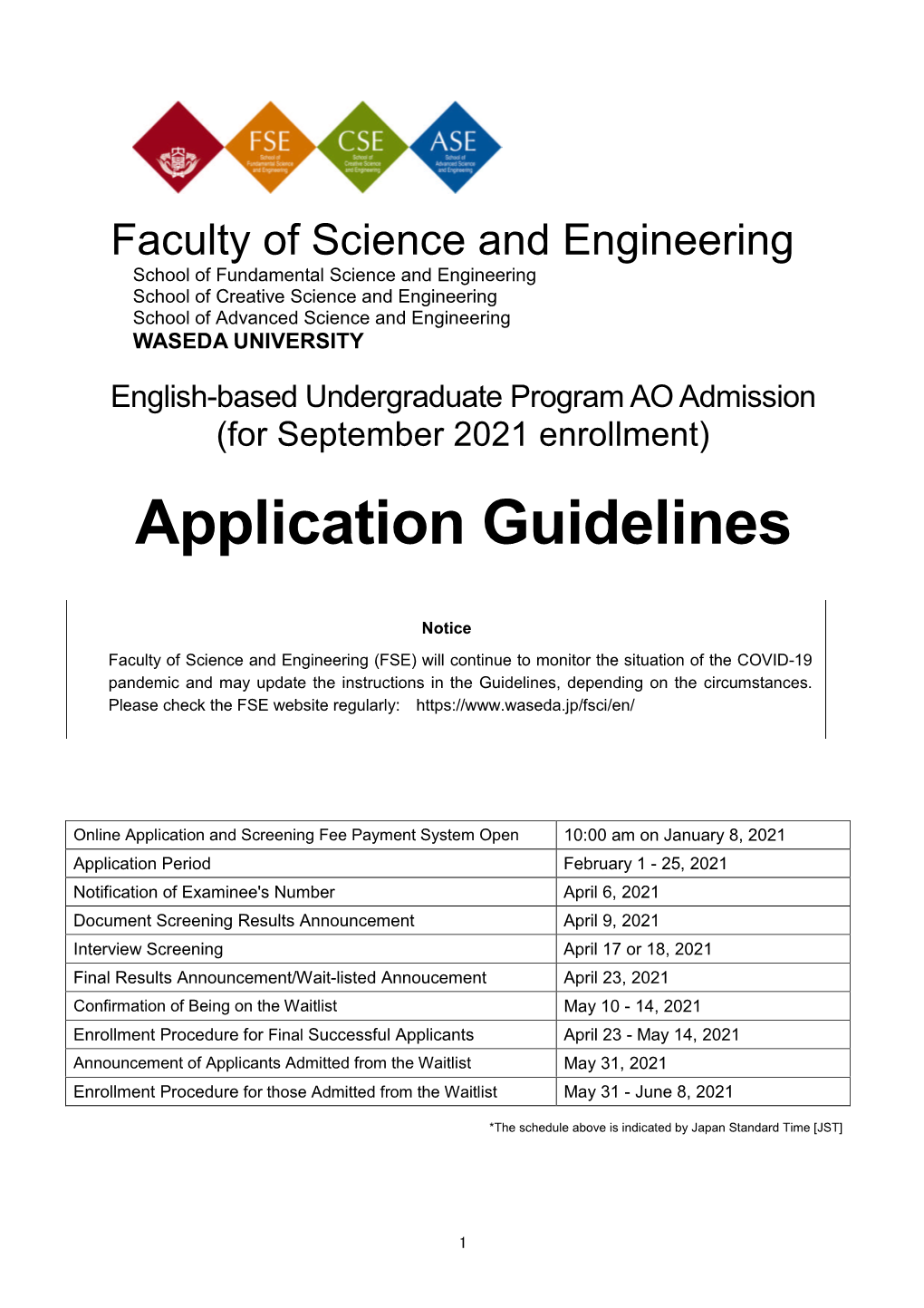 Application Guidelines