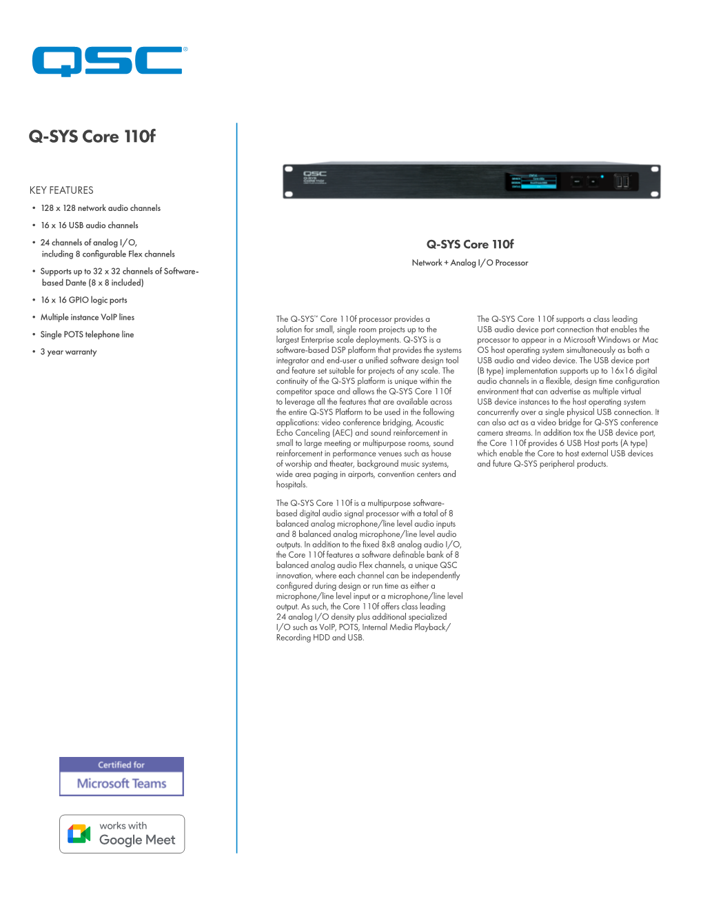 Q-SYS Core 110F