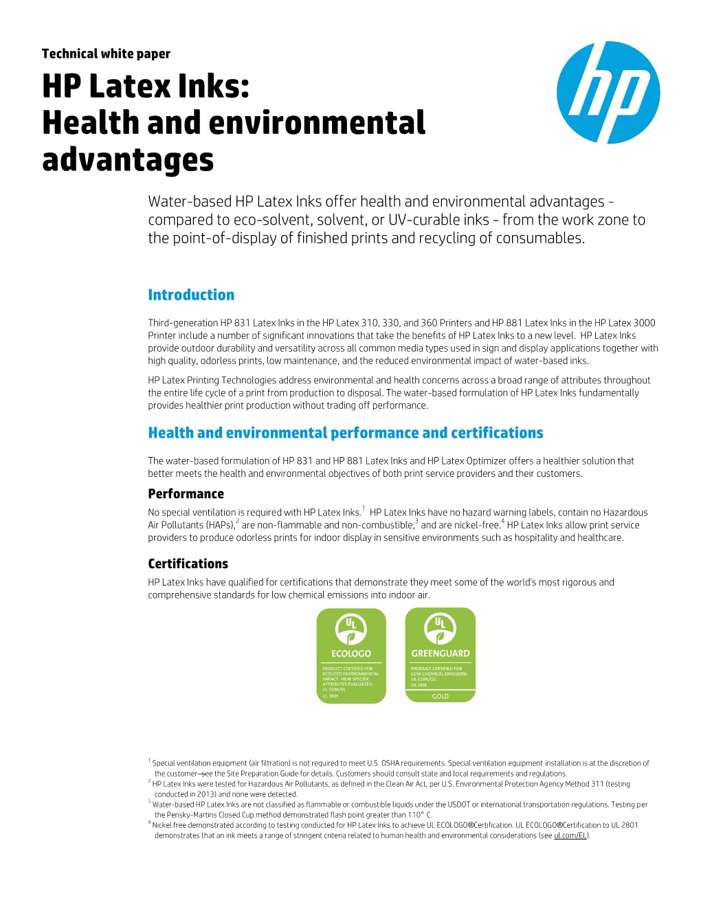 HP Latex Inks: Health and Environmental Advantages