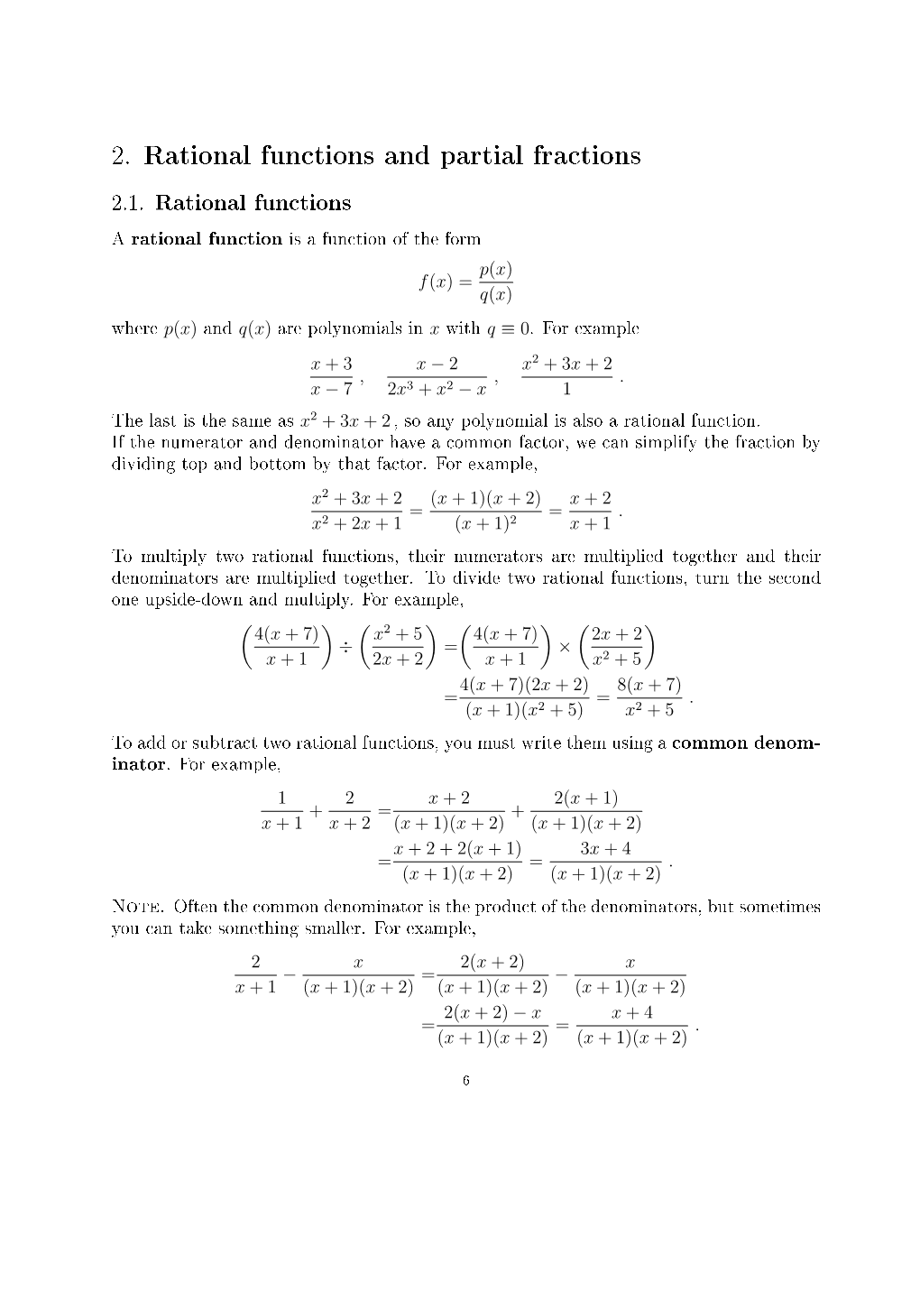 2. Rational Functions and Partial Fractions