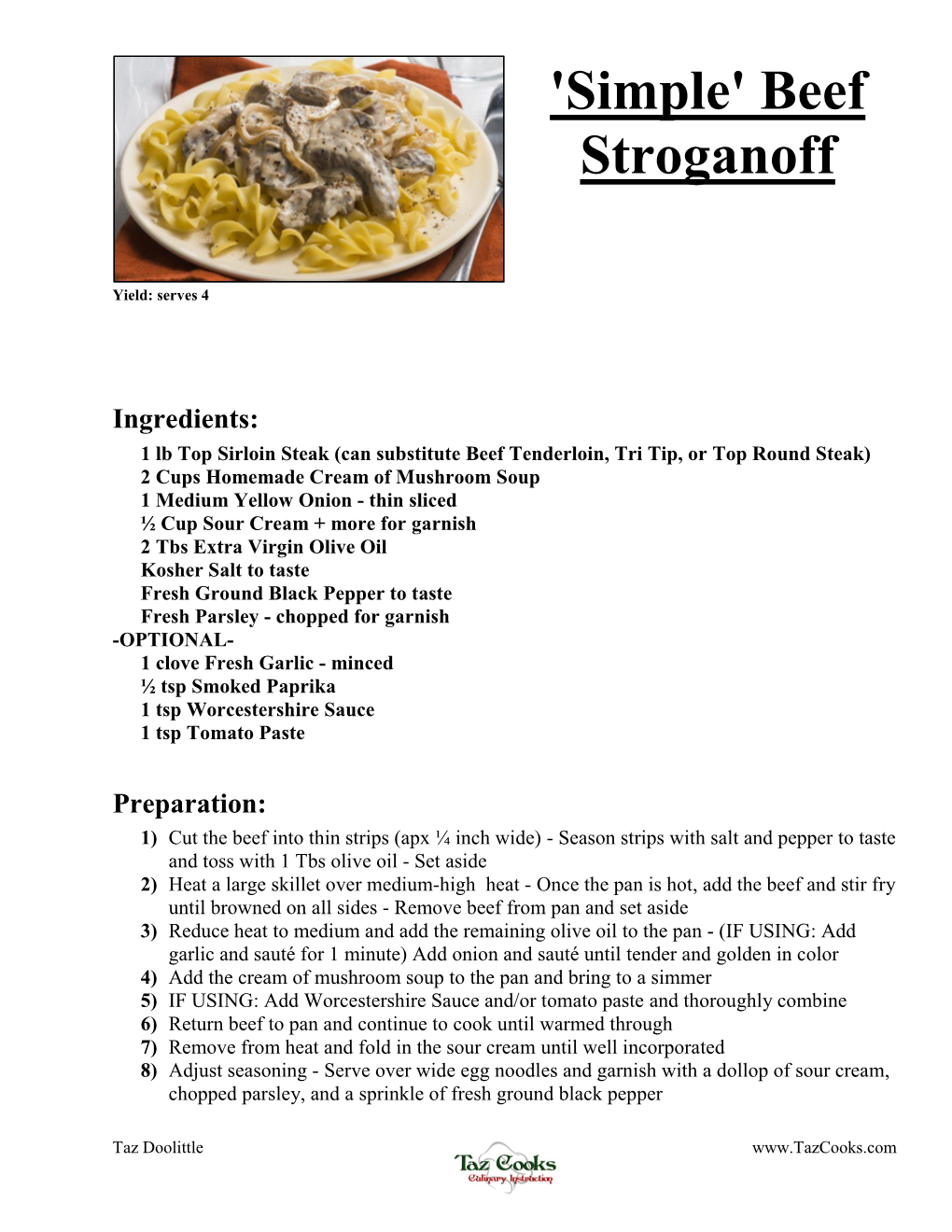 'Simple' Beef Stroganoff