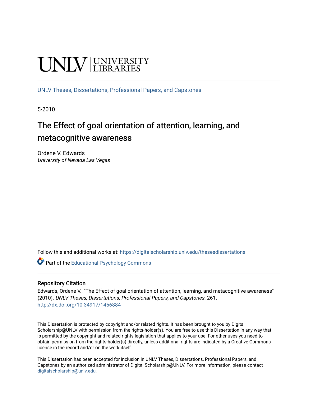 The Effect of Goal Orientation of Attention, Learning, and Metacognitive Awareness