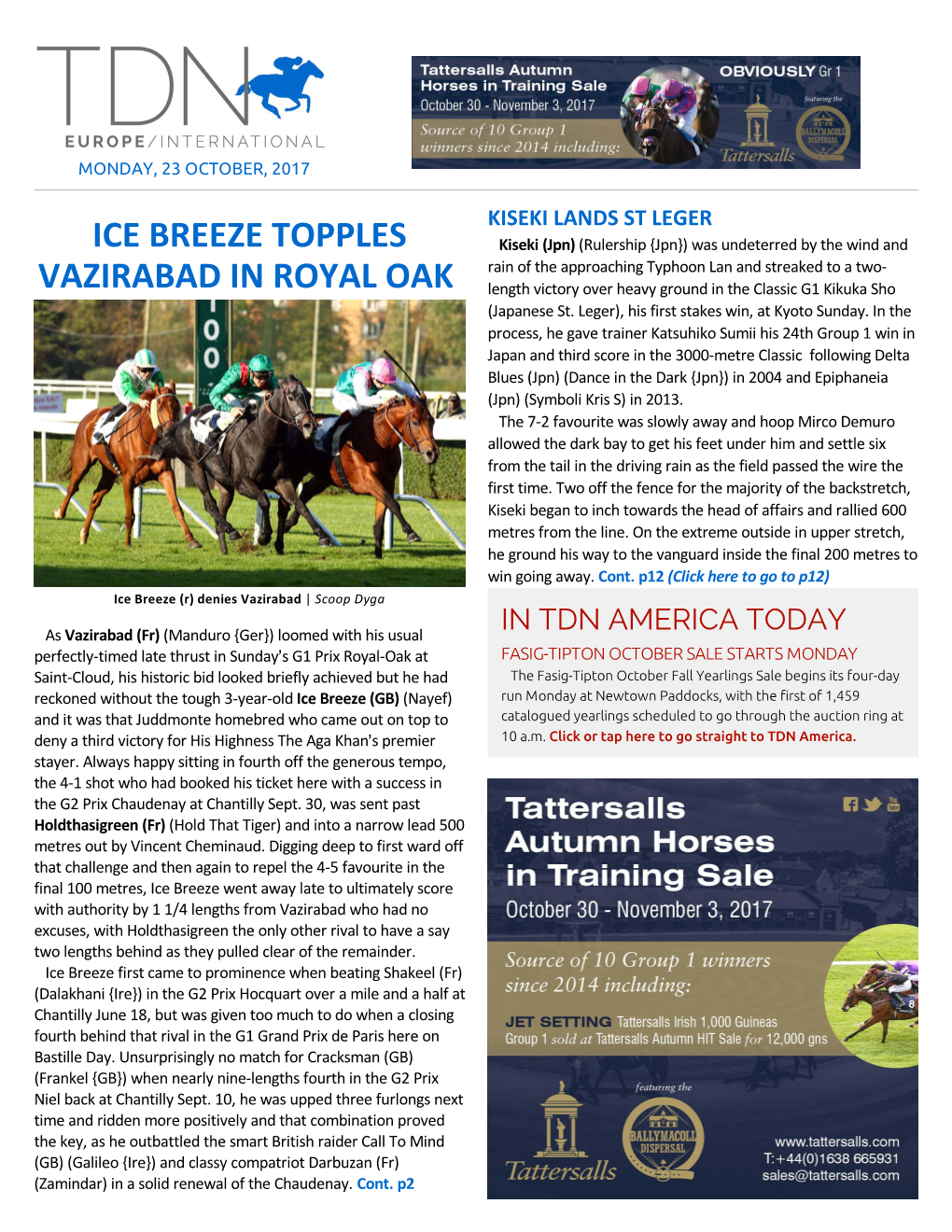 Ice Breeze Topples Vazirabad in Royal Oak Cont