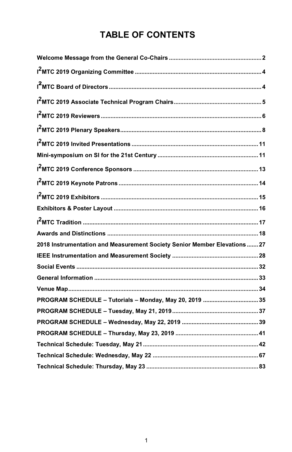 Table of Contents