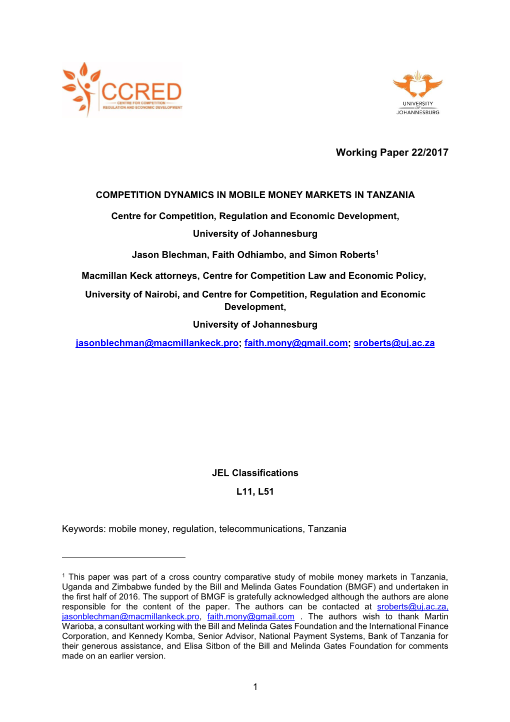 Competition Dynamics in Mobile Money Markets in Tanzania