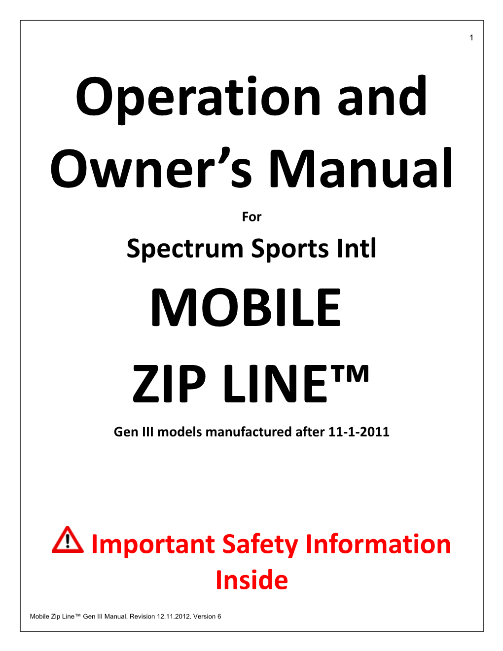 Mobile Zip Line Manual