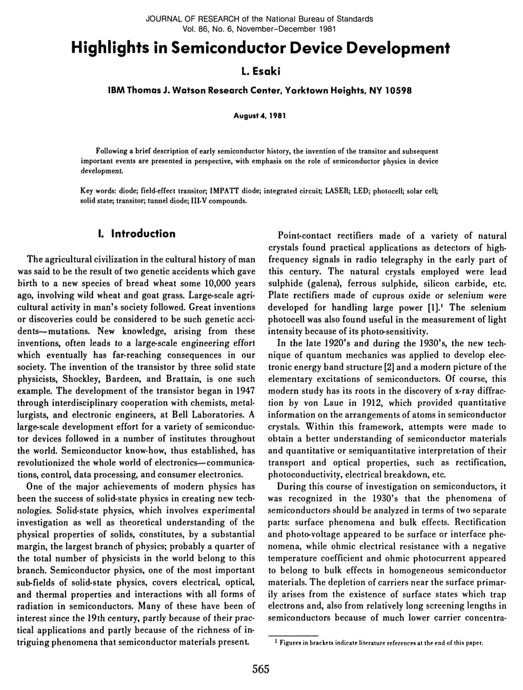 Highlights in Semiconductor Device Development L