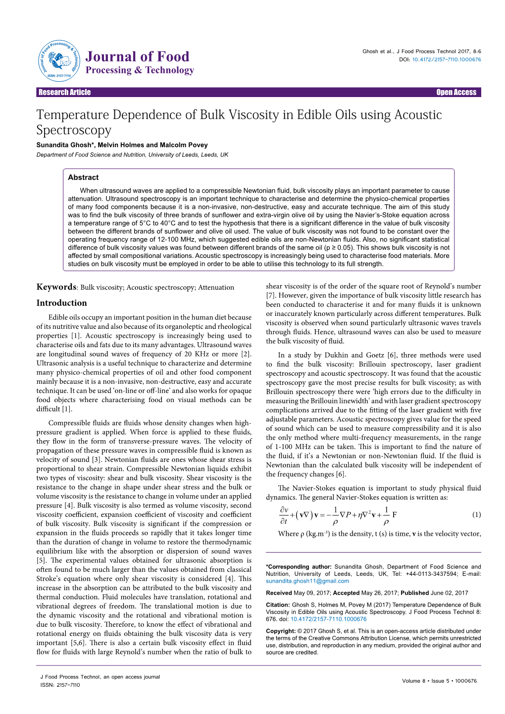 Temperature Dependence of Bulk Viscosity in Edible Oils Using