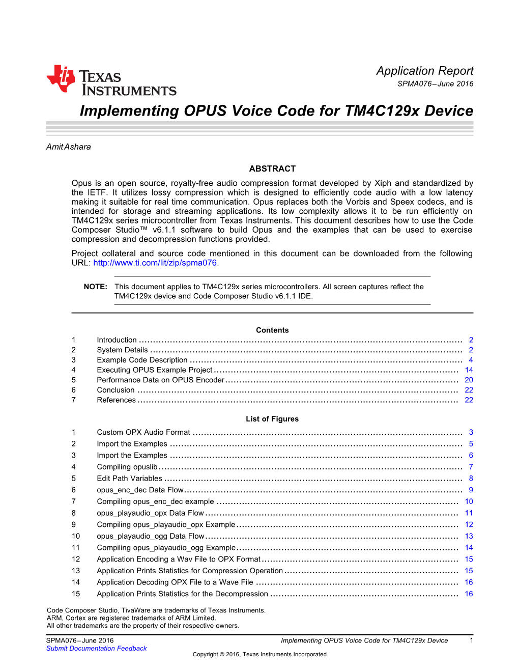 Implementing OPUS Voice Code for Tm4c129x Device