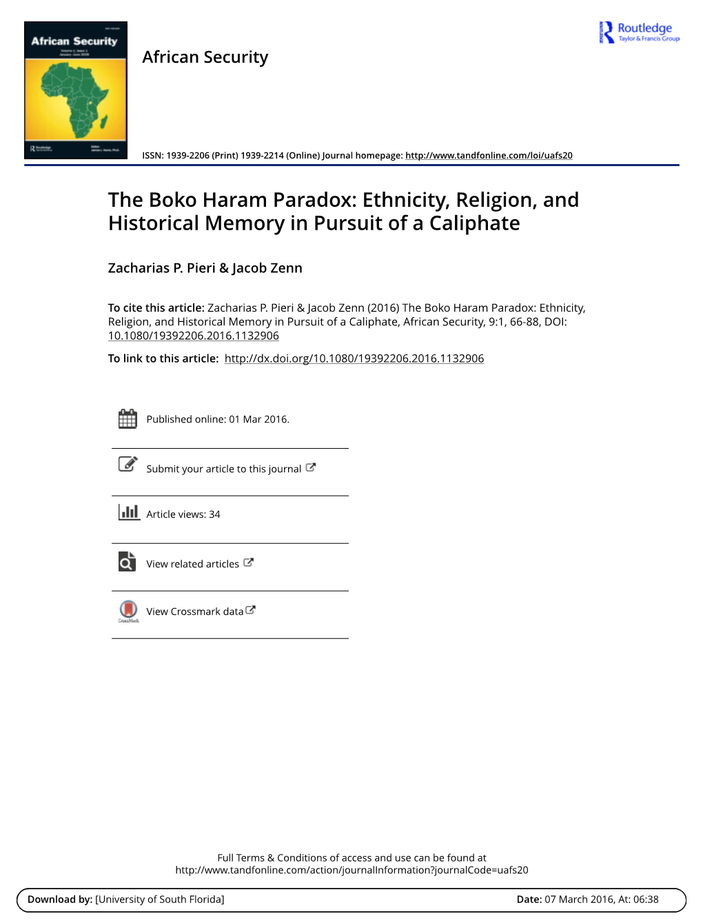 The Boko Haram Paradox: Ethnicity, Religion, and Historical Memory in Pursuit of a Caliphate