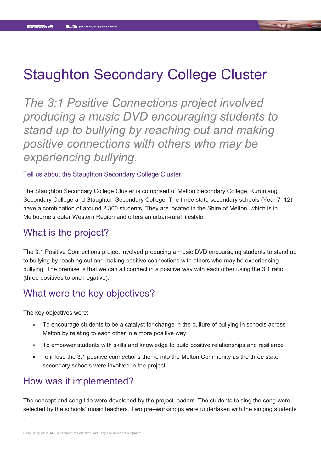 Staughton Secondary College Cluster Case Study