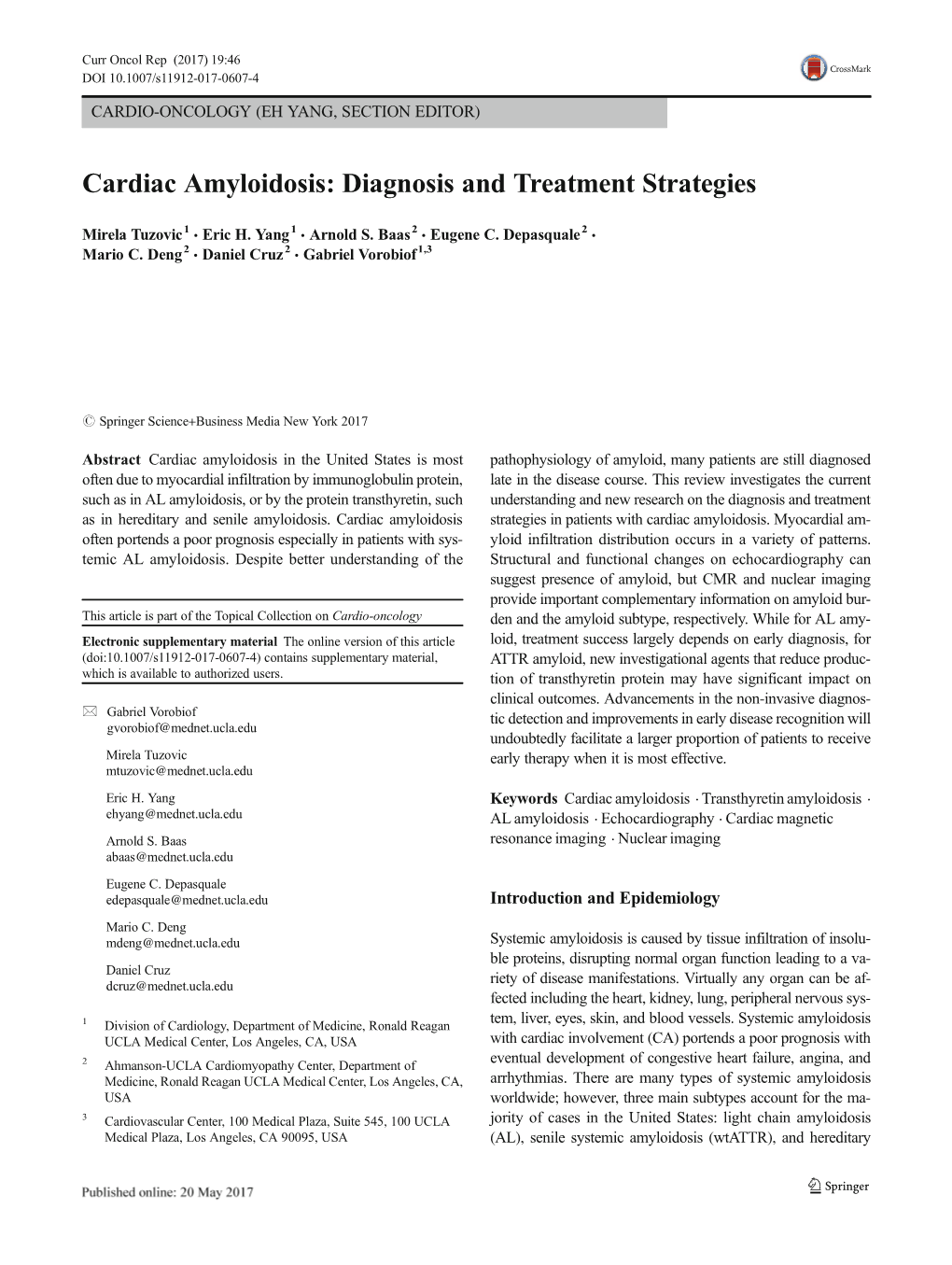 Cardiac Amyloidosis: Diagnosis and Treatment Strategies