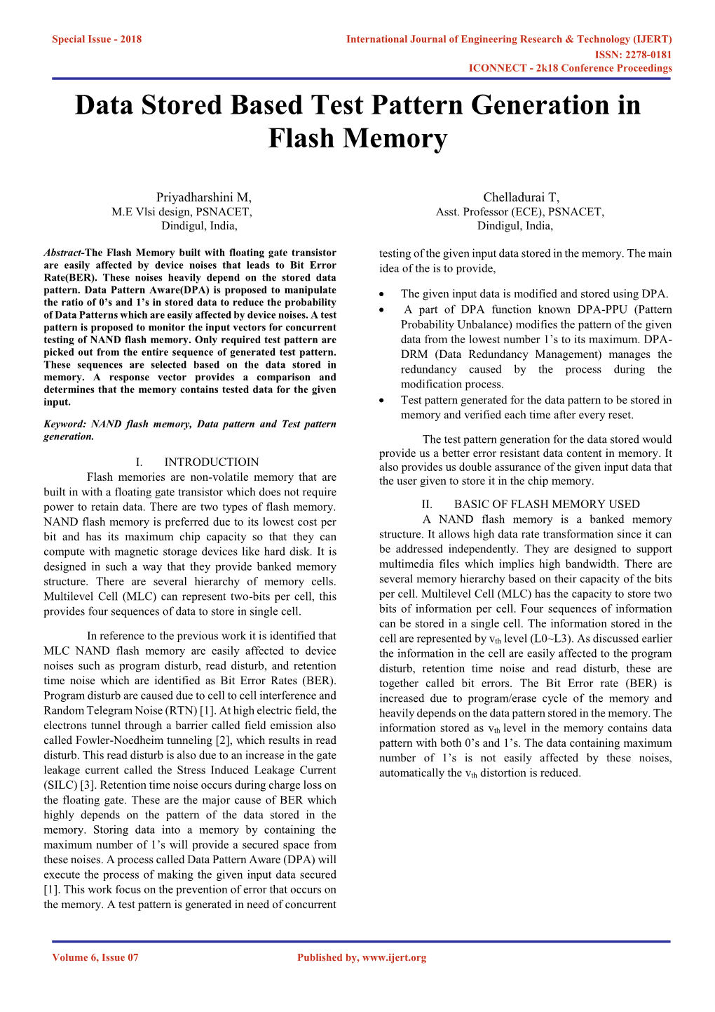 Data Stored Based Test Pattern Generation in Flash Memory