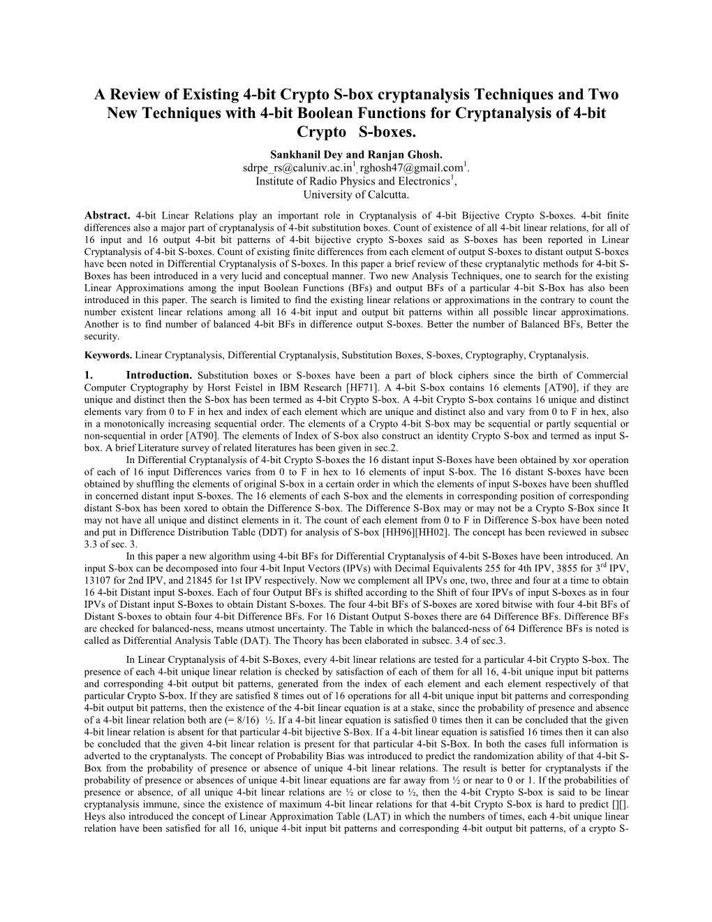 A Review of Existing 4-Bit Crypto S-Box Cryptanalysis Techniques and Two New Techniques with 4-Bit Boolean Functions for Cryptanalysis of 4-Bit Crypto S-Boxes