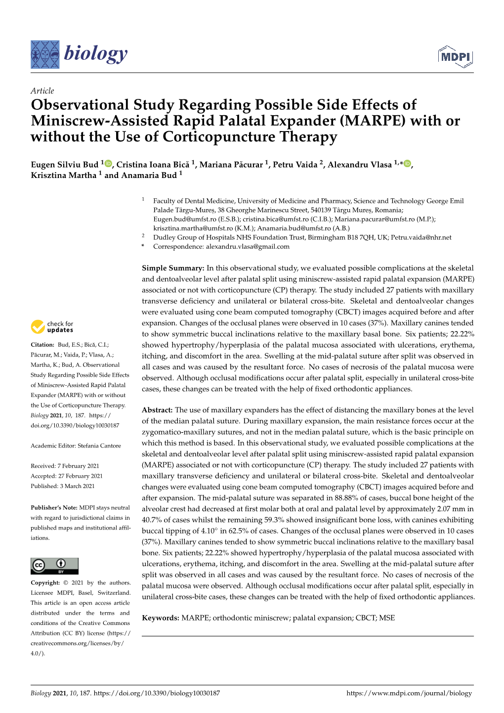 (MARPE) with Or Without the Use of Corticopuncture Therapy