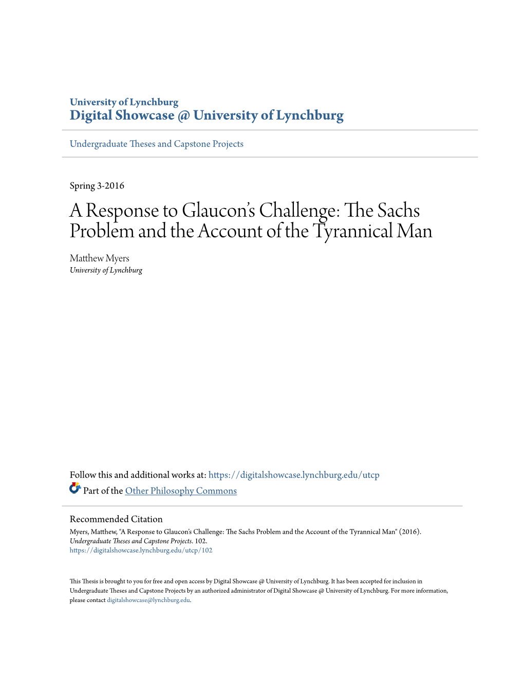 A Response to Glaucon's Challenge: the Sachs Problem and The