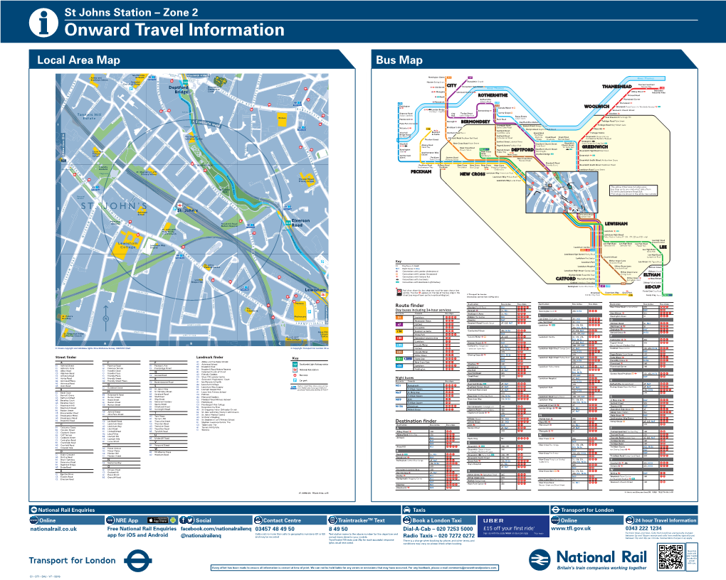 St Johns Station – Zone 2 I Onward Travel Information Local Area Map Bus Map