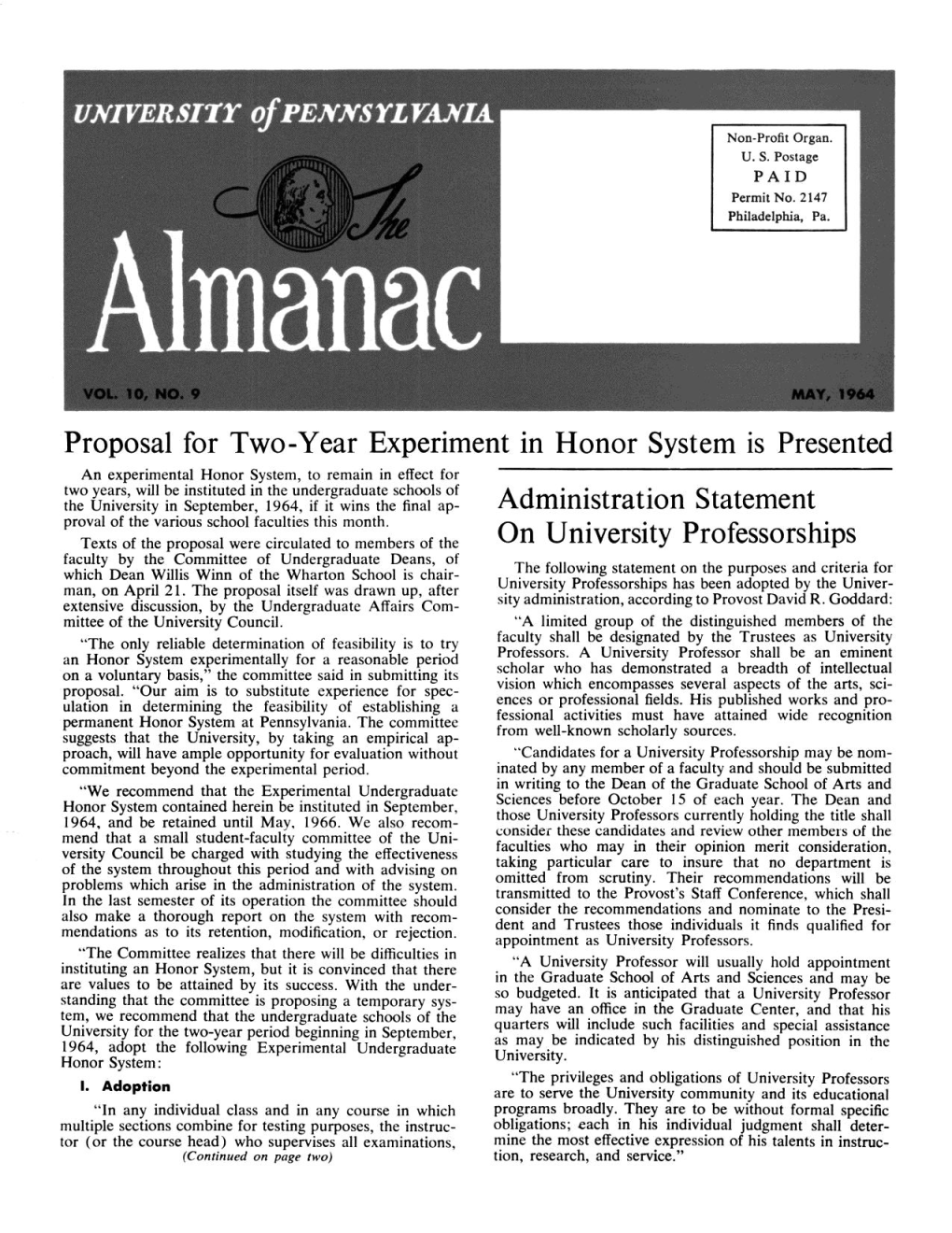 Almanac, May 1964, Vol. 10, No. 9