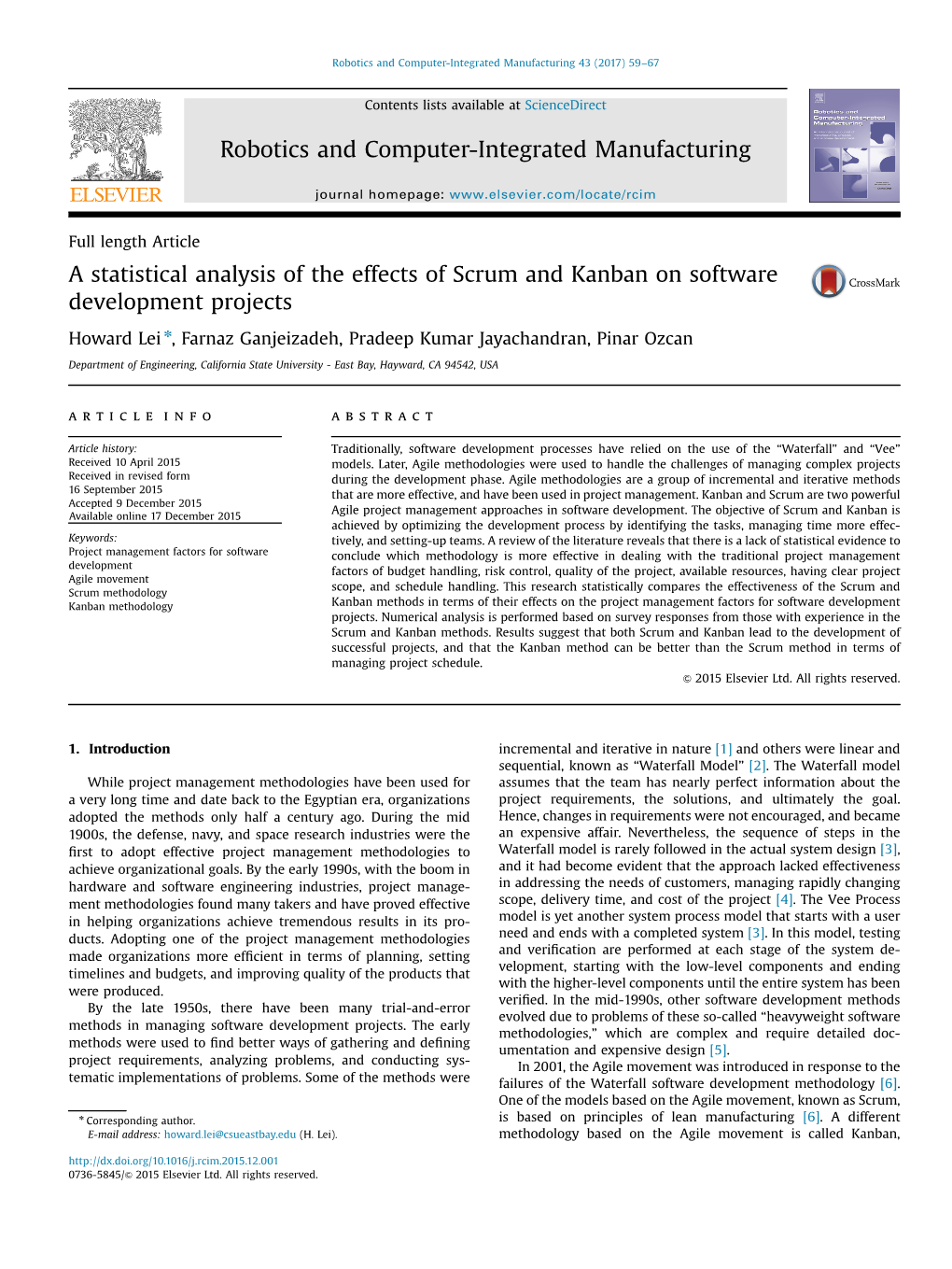 A Statistical Analysis of the Effects of Scrum and Kanban on Software Development Projects