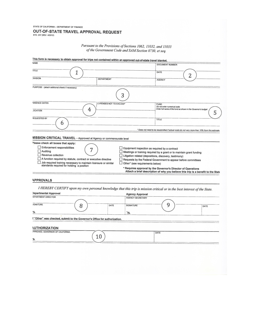 Out-Of-State Travel Approval Request