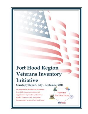 Fort Hood Region Veterans Inventory Initiative Quarterly Report, July - September 2016