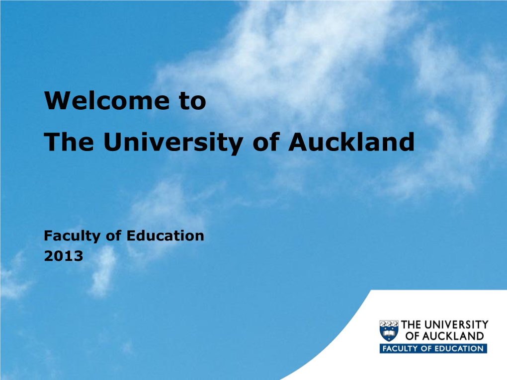 Welcome to the University of Auckland