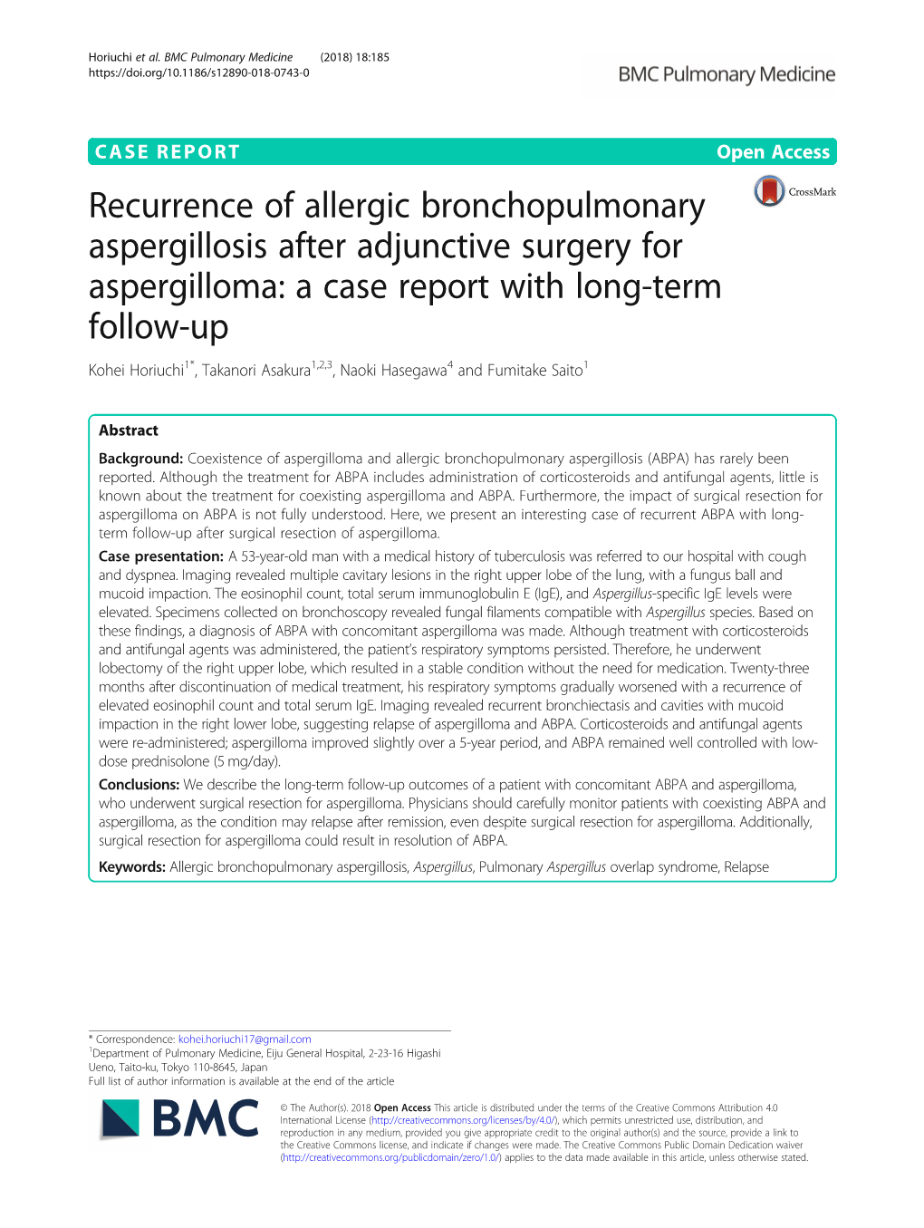 Recurrence of Allergic Bronchopulmonary Aspergillosis