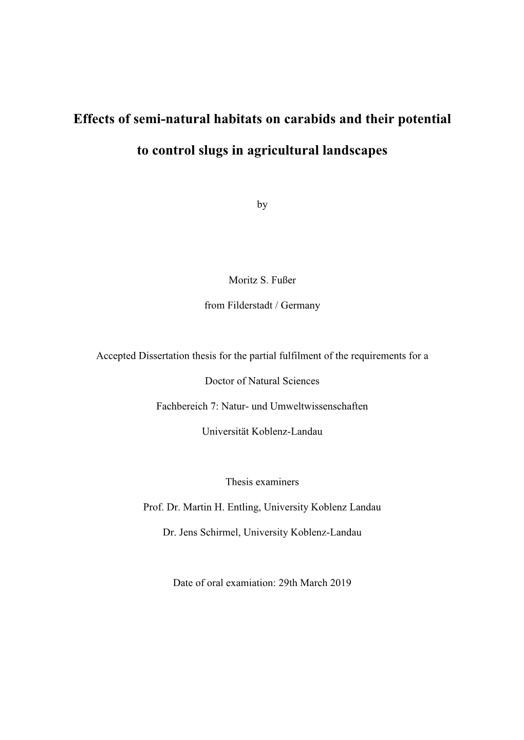 Effects of Semi-Natural Habitats on Carabids and Their Potential