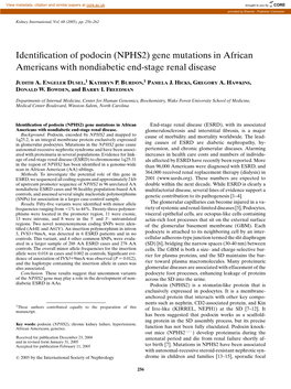 Identification of Podocin (NPHS2) Gene Mutations in African