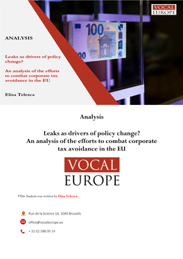 An Analysis of the Efforts to Combat Corporate Tax Avoidance in the EU