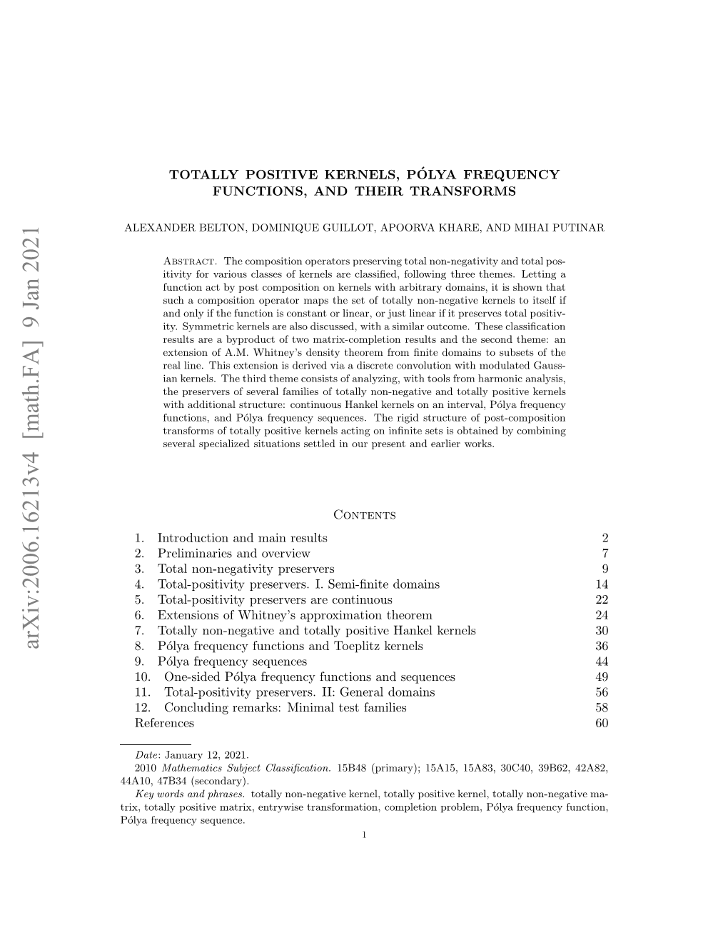 Arxiv:2006.16213V4 [Math.FA] 9 Jan 2021 41,4B4(Secondary)