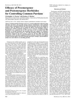 Efficacy of Preemergence and Postemergence Herbicides For