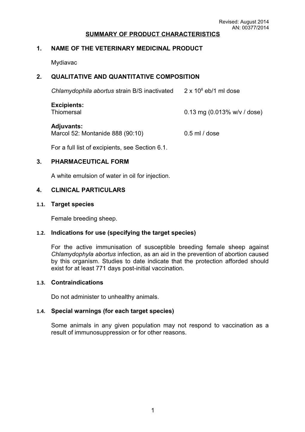 Summary of Product Characteristics s11