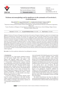 Trichome Micromorphology and Its Significance in the Systematics Ofconvolvulus L