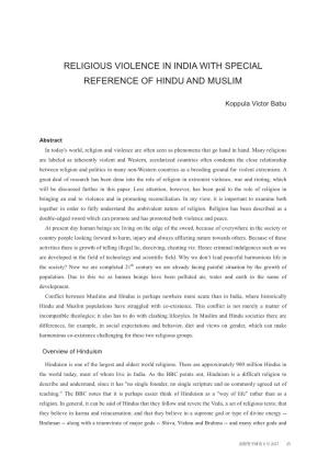 Religious Violence in India with Special Reference of Hindu and Muslim