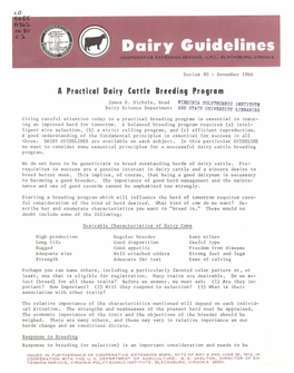 A Practical Dairy Cattle Breeding Program James R