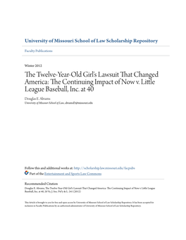 The Continuing Impact of Now V. Little League Baseball, Inc. at 40