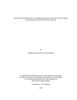 Rupture and Resistance: Gender Relations and Life Trajectories in the Babaçu Palm Forests of Brazil