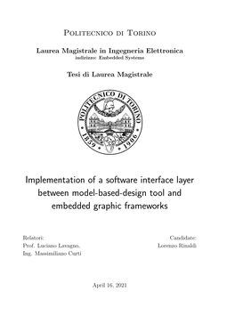 Implementation of a Software Interface Layer Between Model-Based-Design Tool and Embedded Graphic Frameworks