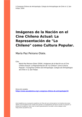 Lo Chileno" Como Cultura Popular