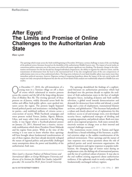 After Egypt: the Limits and Promise of Online Challenges to the Authoritarian Arab State