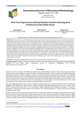 First-Year Experiences of Social Studies Teachers Starting Their Profession in the Public Sector