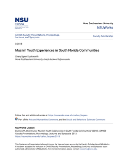 Muslim Youth Experiences in South Florida Communities