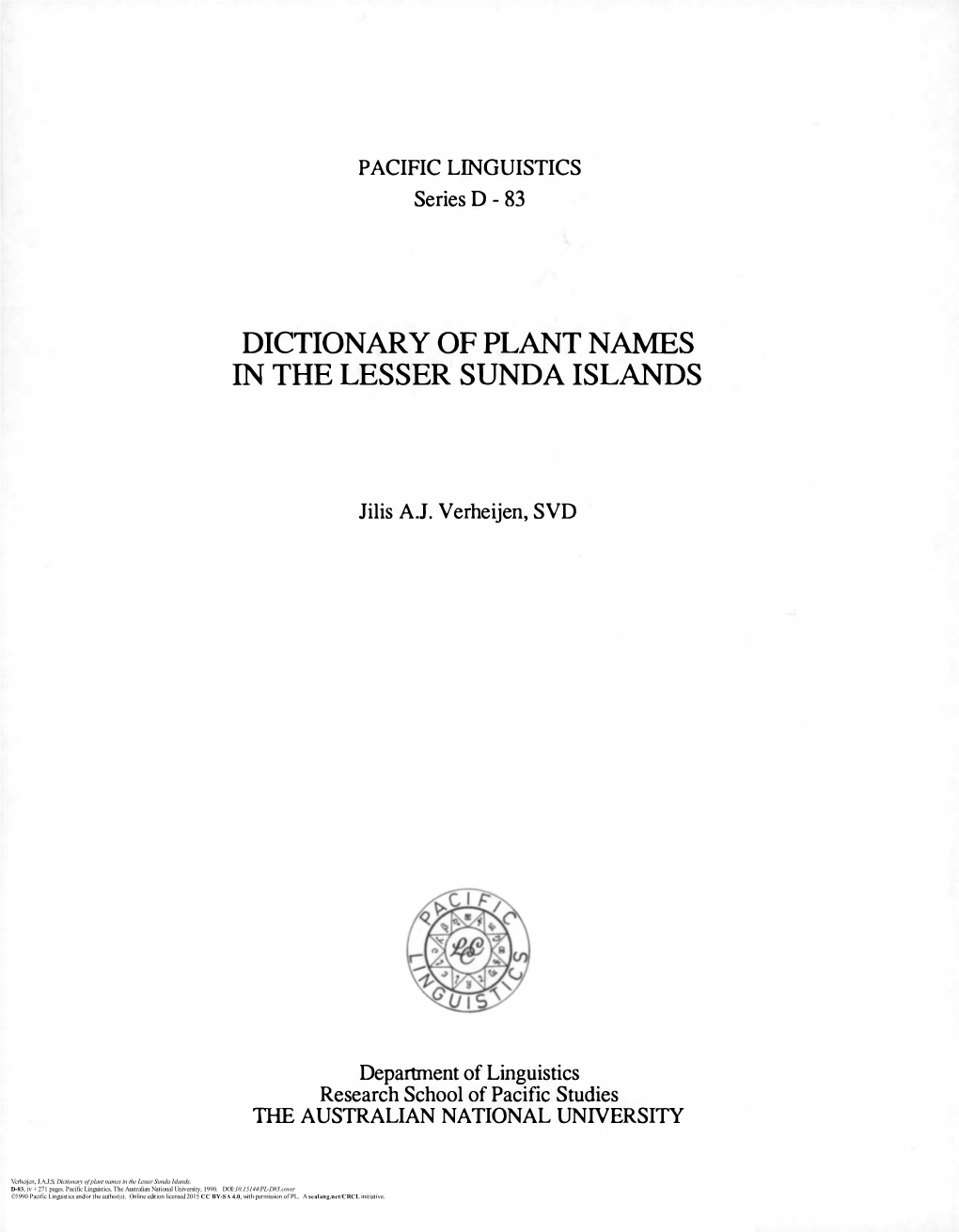 Dictionary of Plant Names in the Lesser Sunda Islands